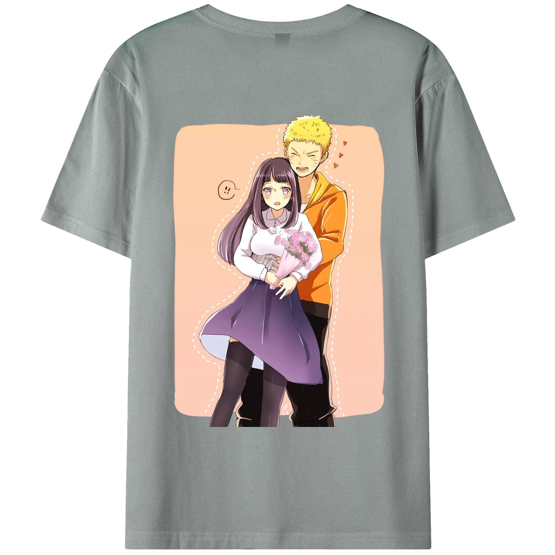 （画像用） NARUTO -ナルト- 日向ヒナタ Hyūga Hinata 綿100％ メンズ半袖Tシャツ（バックプリント） 通気性